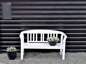 painted wooden bench